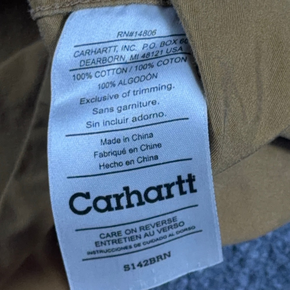 Vintage Carhartt Long Sleeve Cotton Canvas Work Shirt Brown Men's Large - Picture 7 of 11
